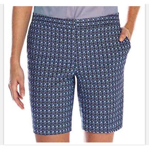 Mario Serrani Blue Geometric Geo Bermuda Golf Shorts 2 Extra Small XS - Picture 1 of 10